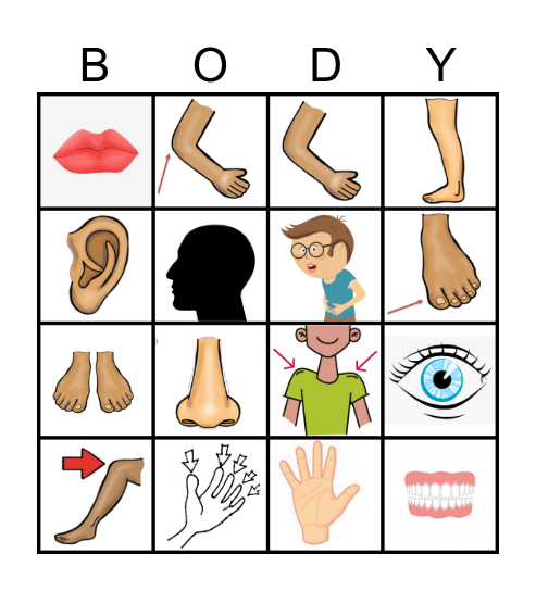 Partes de el Cuerpo Bingo Card