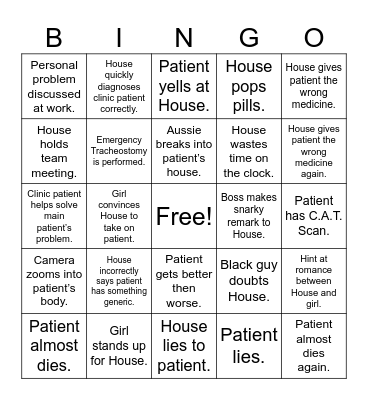 HOUSE Bingo Card