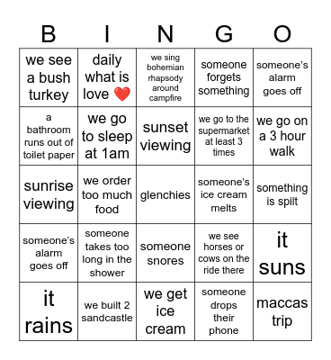 Glenchies Bingo :D Bingo Card