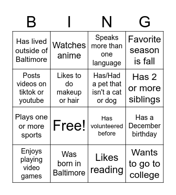 AVID Bingo Card