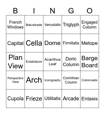 Art 10 Architecture Bingo Card