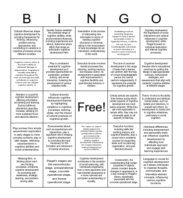 Theory BINGO Card