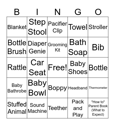 Baby Shower Bingo Card