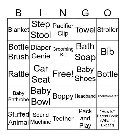 Baby Shower Bingo Card