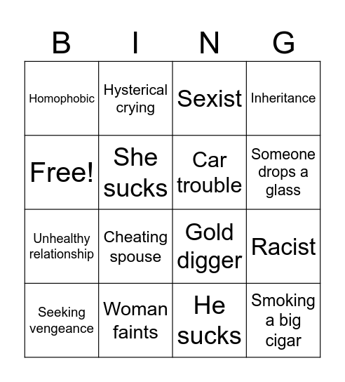 old movie bingo Card