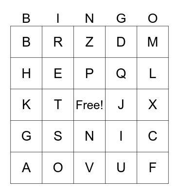 Letter Sounds Bingo Card