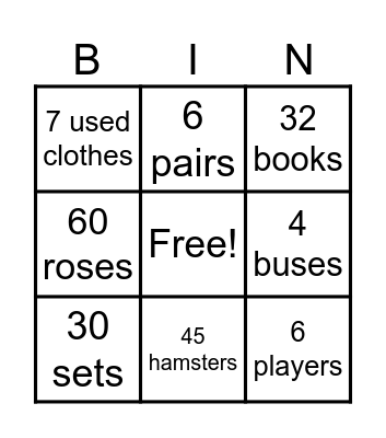 Multiplication & Division Word Problems Bingo Card