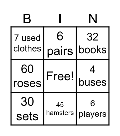 Multiplication & Division Word Problems Bingo Card
