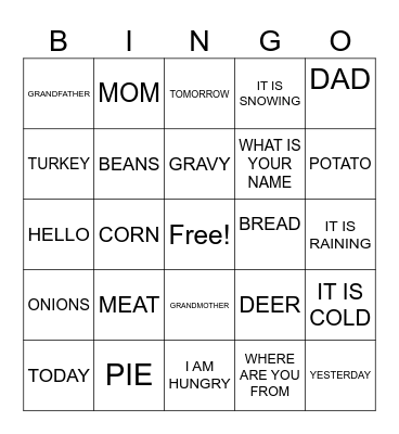 tsa la gi Bingo Card