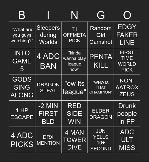 Festival Plaza Worlds Watchparty Bingo Card