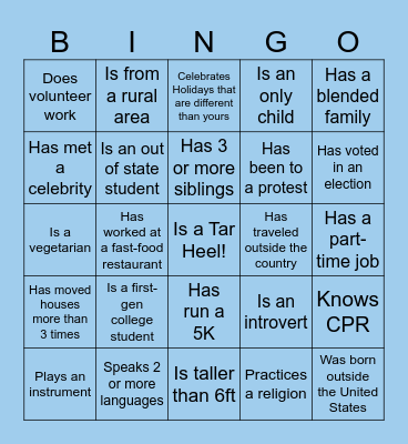 Find Someone Who.... Bingo Card