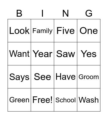 HFW BINGO Card