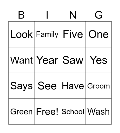 HFW BINGO Card