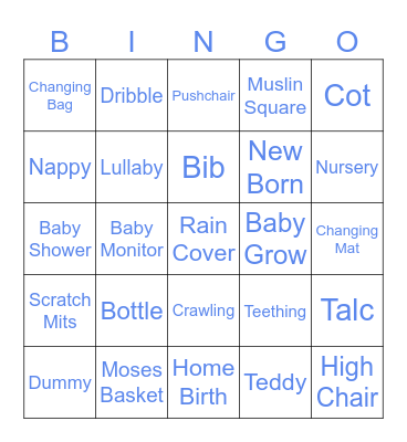 Beth's Baby Shower Bingo Card