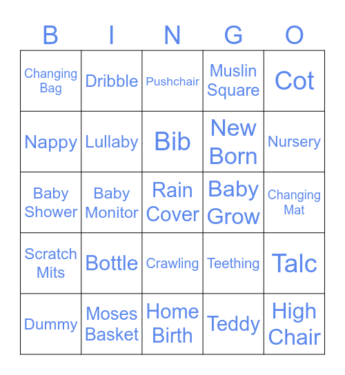 Beth's Baby Shower Bingo Card