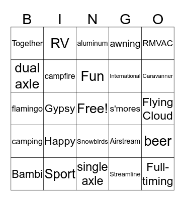 Airstream Bingo Card