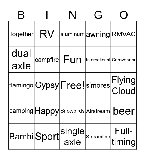 Airstream Bingo Card