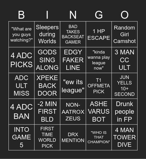 Festival Plaza Worlds Watchparty Bingo Card