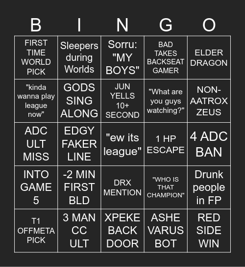 Festival Plaza Worlds Watchparty Bingo Card