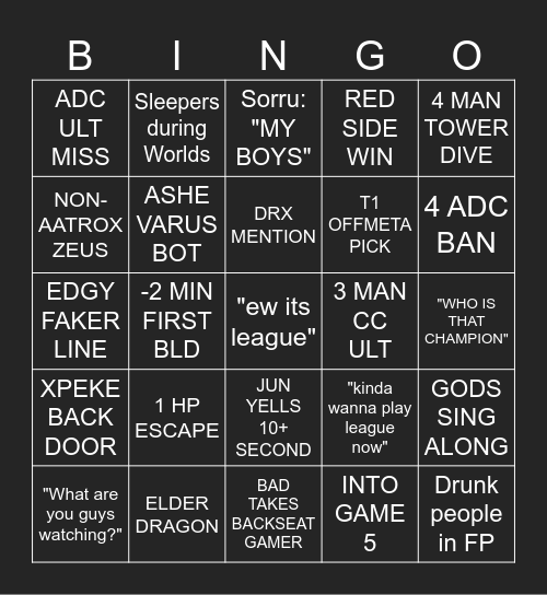 Festival Plaza Worlds Watchparty Bingo Card