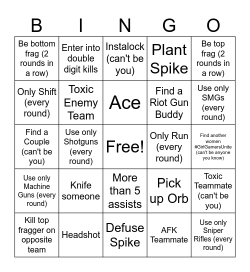 VALORANT BINGO Card