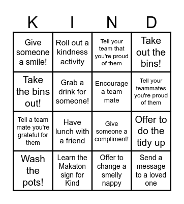 KINDNESS BINGO! Bingo Card