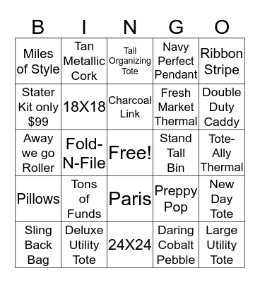 Kelsie's Thirty One Party Bingo Card