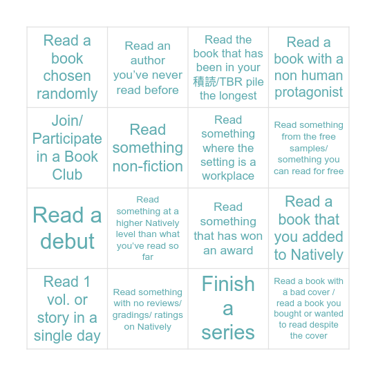 2024 Natively Bingo Reading Challenge Bingo Card