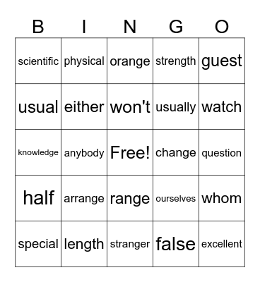 Step 7 HFW Bingo Card