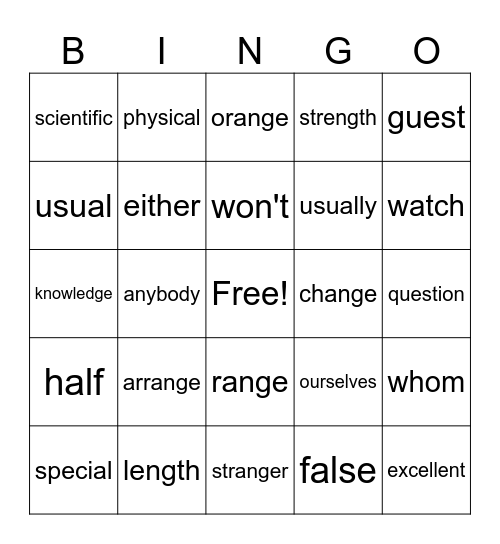 Step 7 HFW Bingo Card