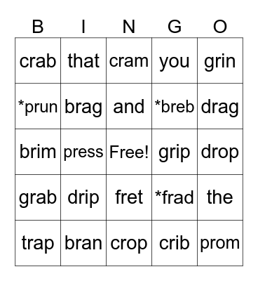 R  blends Bingo Card