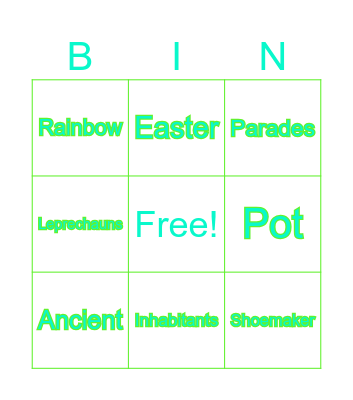 IRELAND'S FESTIVITIES Bingo Card