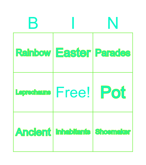 IRELAND'S FESTIVITIES Bingo Card