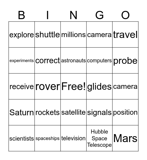 Rockets and Spaceships Bingo Card