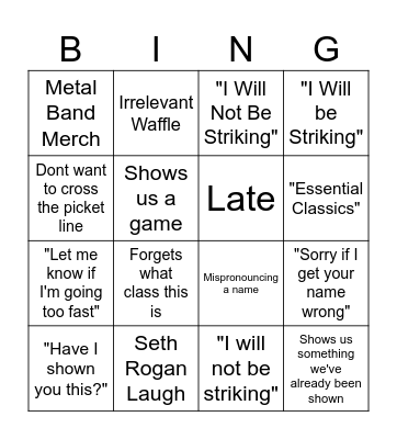 Billy Bingo Card