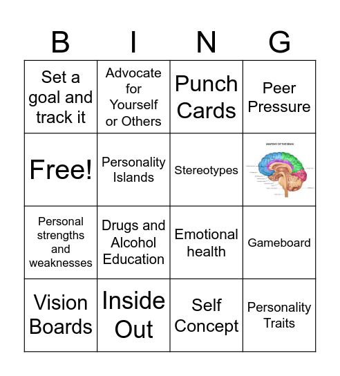 5th grade Health Bingo Card