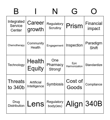 Advocate SE Pharmacy Bingo Card