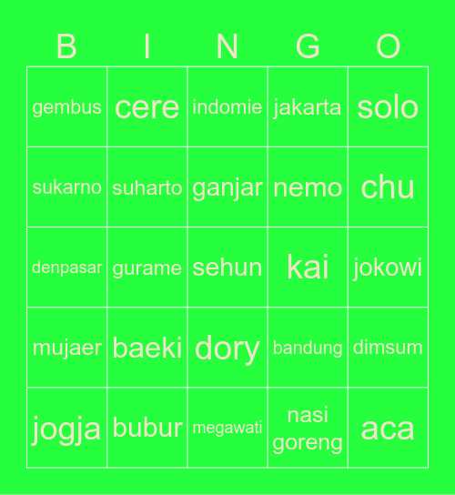 baeki Bingo Card