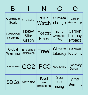 Climate Bingo Card