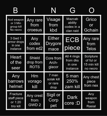Rest of the year Bingo Card