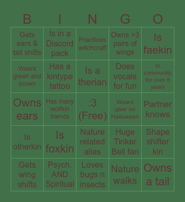 🦊 Fairfoxie Bingo!!! 🦊 Bingo Card