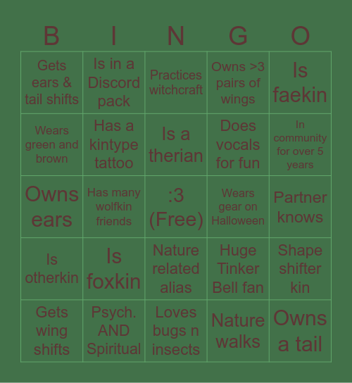 🦊 Fairfoxie Bingo!!! 🦊 Bingo Card