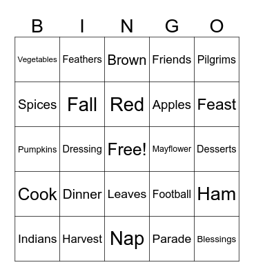 Thanksgiving TAA Fun! Bingo Card