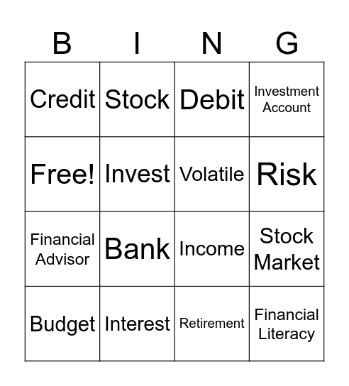 Financial Terms Bingo Card