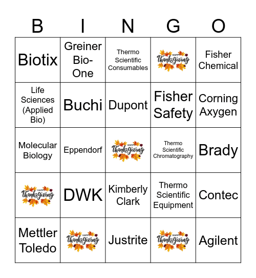 IDT Vendor Fair Bingo Card