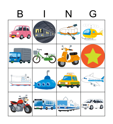 Transportation Bingo Card