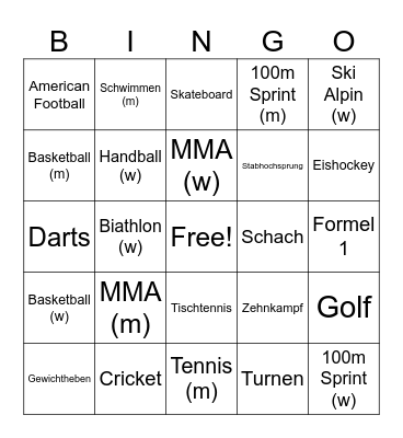 Sportler:innen Bingo Card