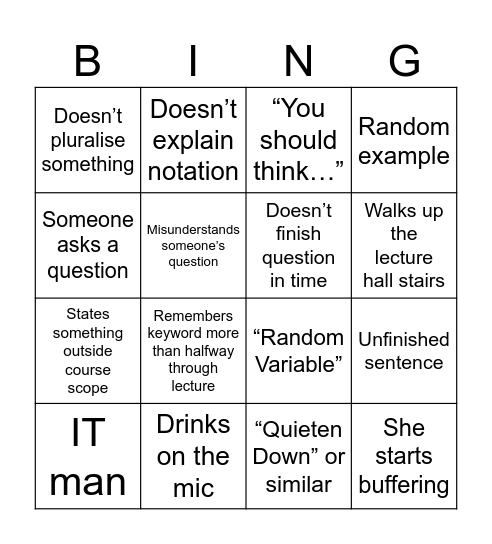 Deblingo Bingo Card