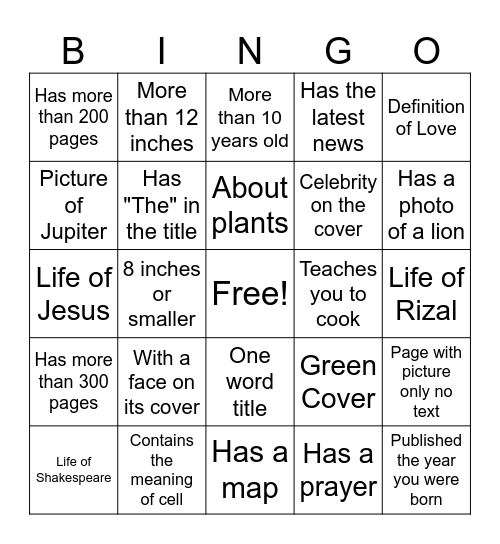 LIBRARY HUNT P Bingo Card