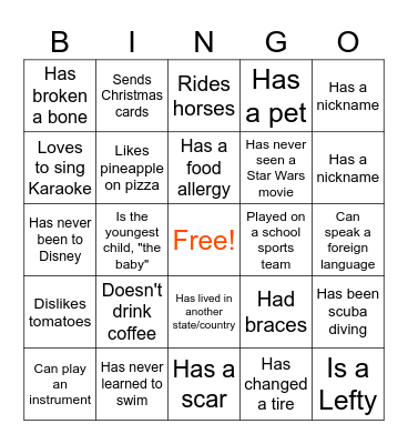 Environmental Health...Find Someone Who... Bingo Card